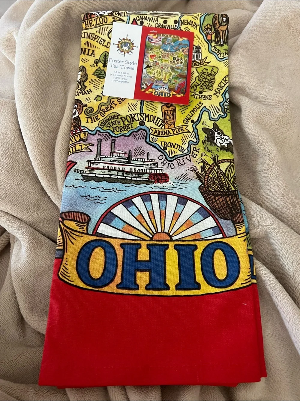 Kay Dee Designs Ohio Map Poster Style Tea Towel, new with tag